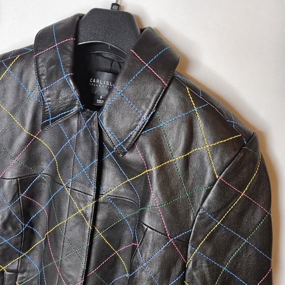 Carlisle Women's Leather Jacket Size 8 Snap Buttons Pockets - Picture 11 of 15